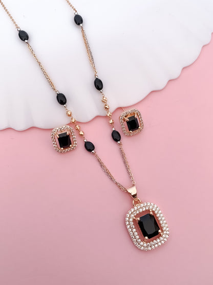 Elegant Aqua Stone Pendant Set with Matching Earrings