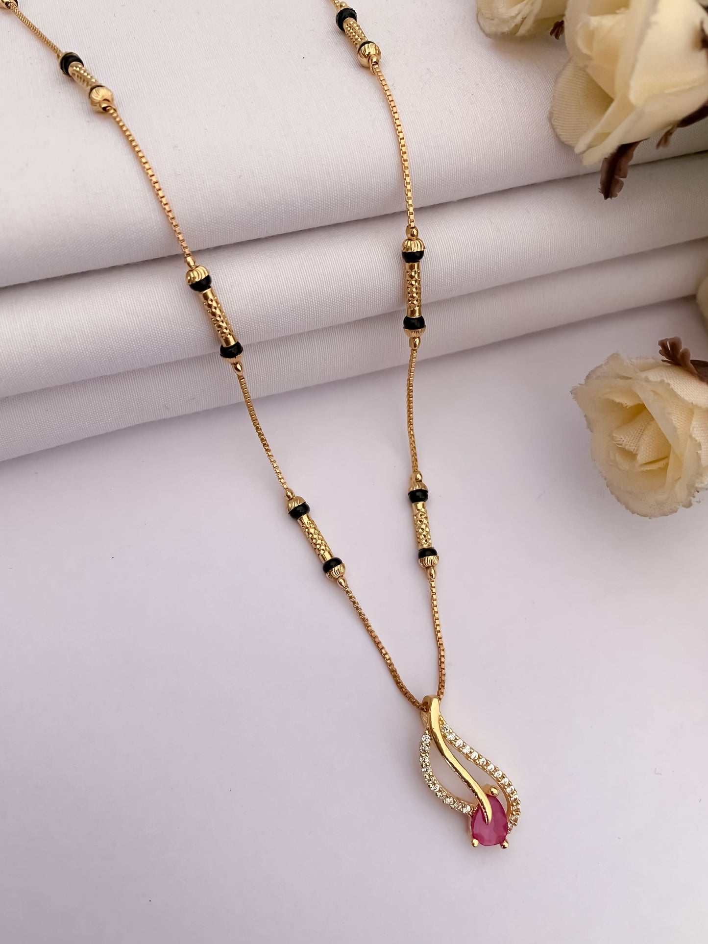 BUY 1 GET 1 FREE -  American Diamond Exclusive Design Fancy Chain Delicate Mangalsutra