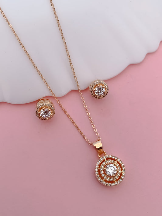 Double Circle CZ Pendant Set