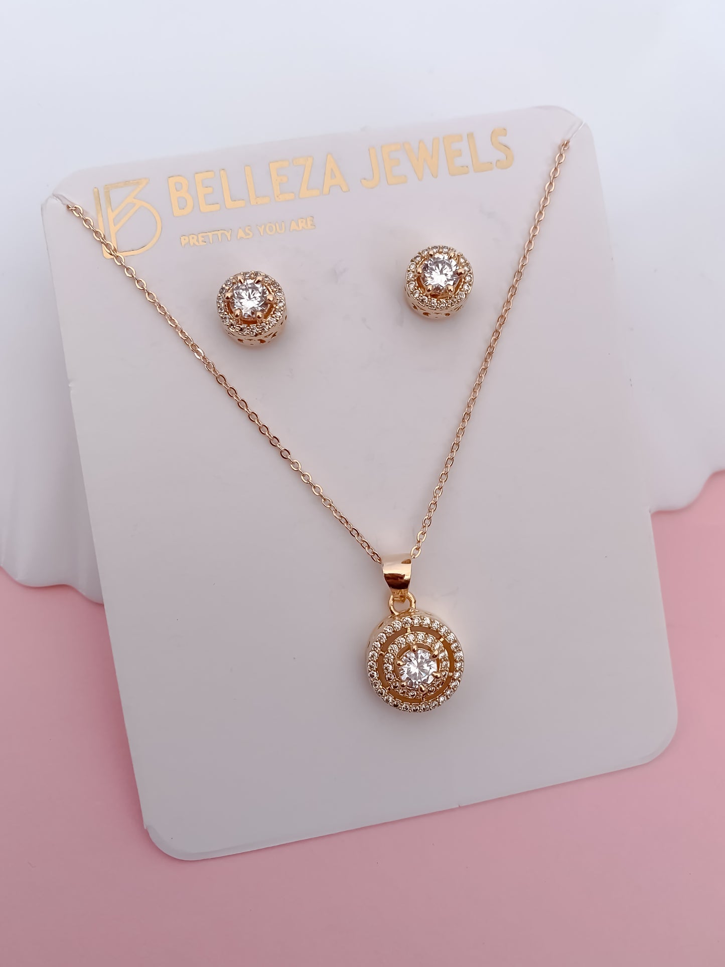 Double Circle CZ Pendant Set