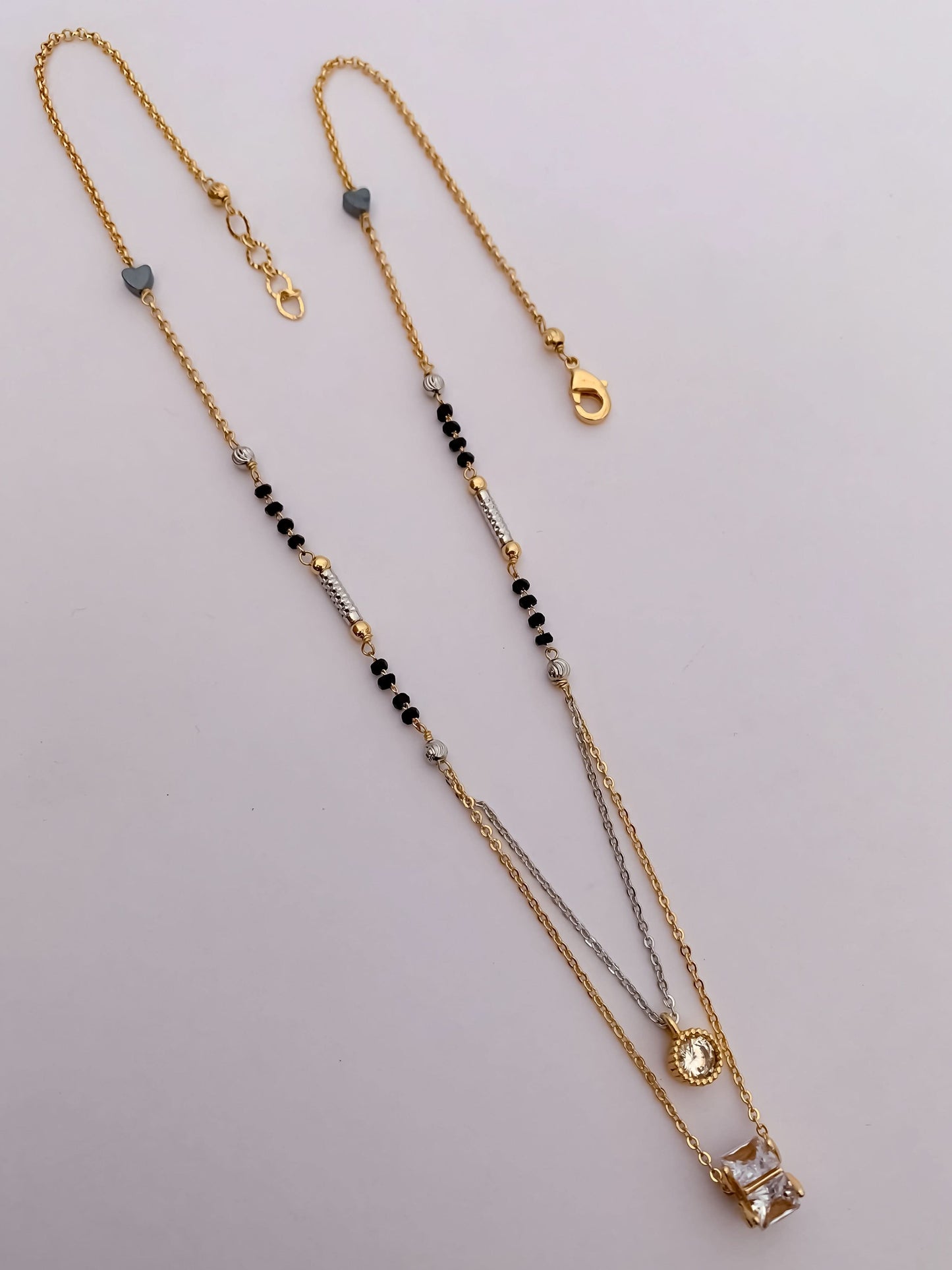 BUY 1 GET 1 FREE -  Chowki Diamond Double Step Delicate Royal Mangalsutra