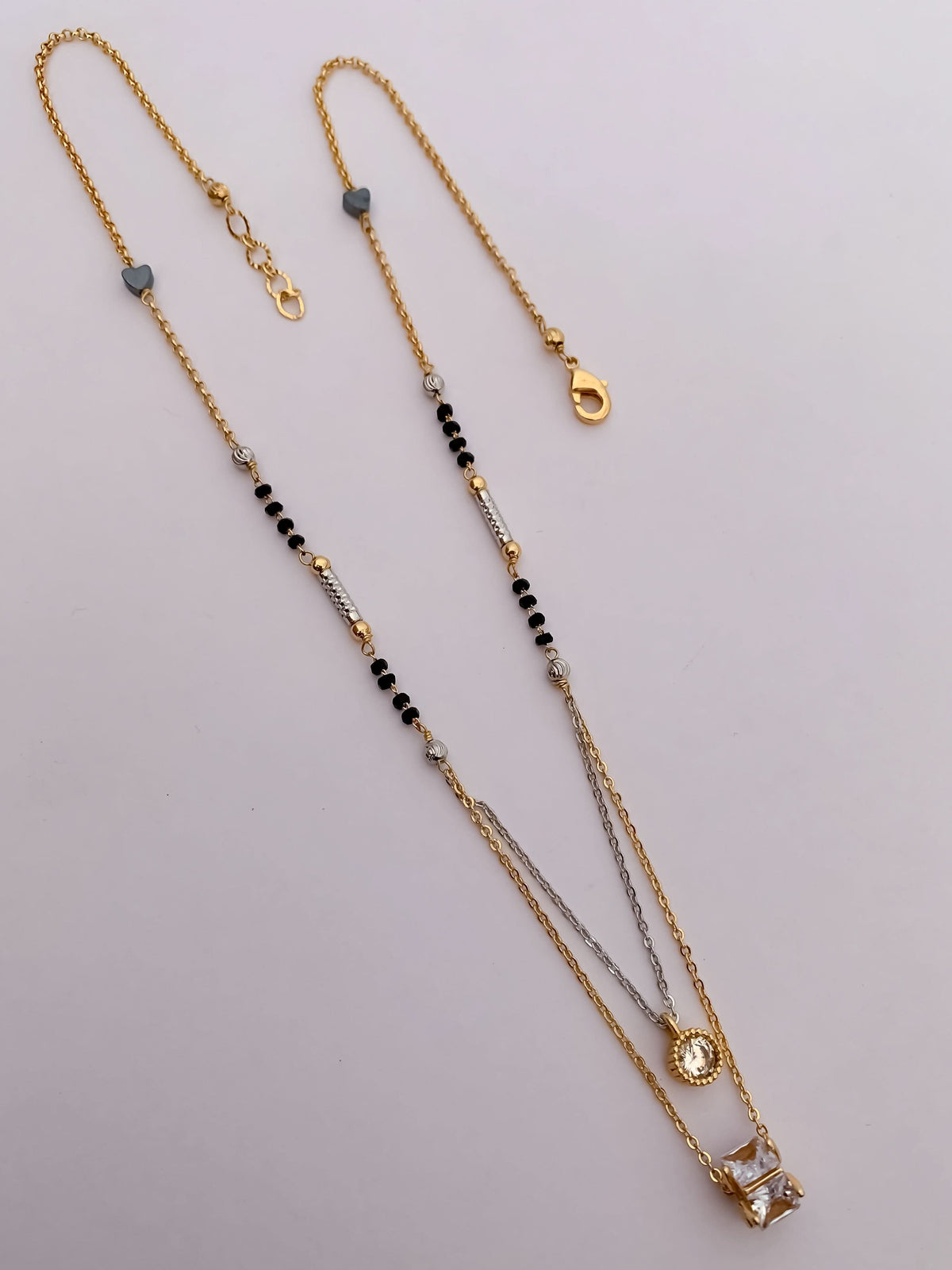Buy 1 Get 1 Free -  Dual Layer CZ Solitaire Designer Mangalsutra - Mangalsutra - Belleza Jewels