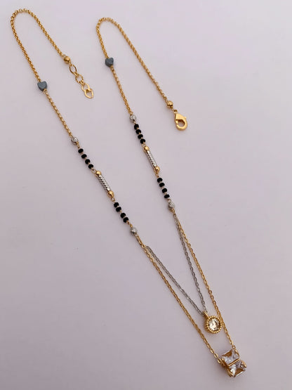 BUY 1 GET 1 FREE -  Chowki Diamond Double Step Delicate Royal Mangalsutra