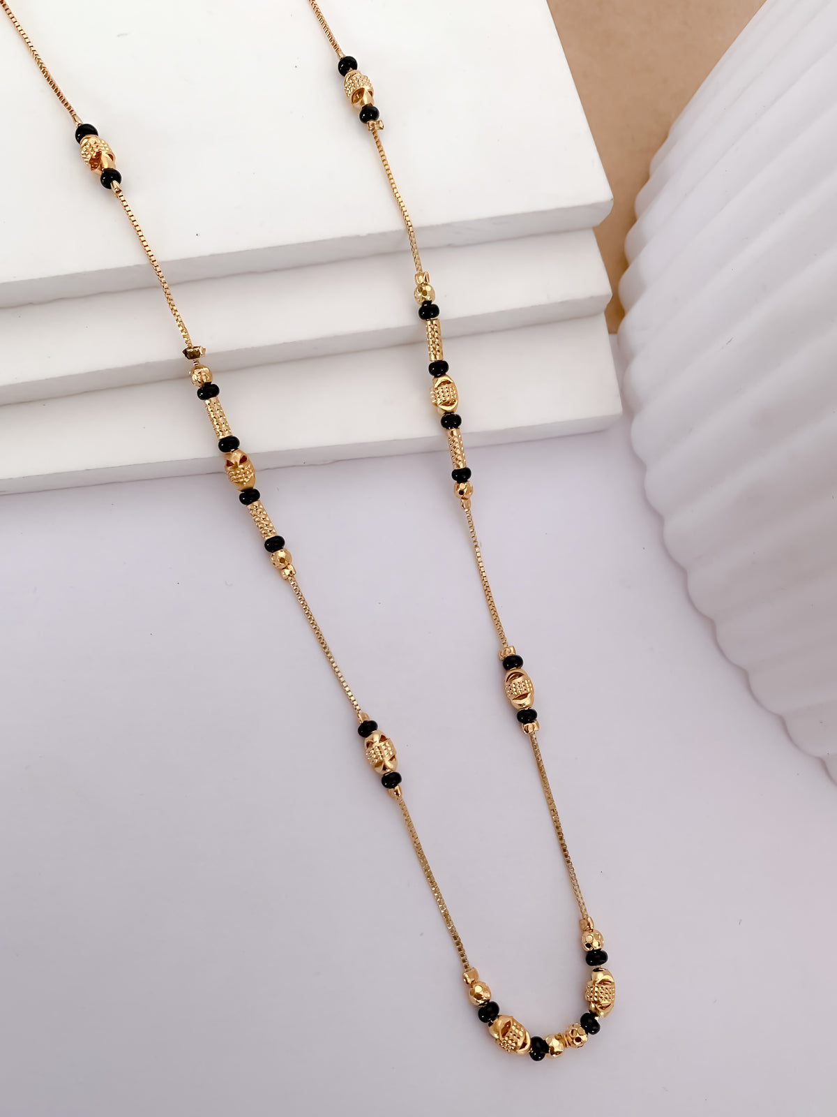 Buy 1 Get 1 Free - Textured Bead Curve Daily Wear Mangalsutra - Mangalsutra - Belleza Jewels