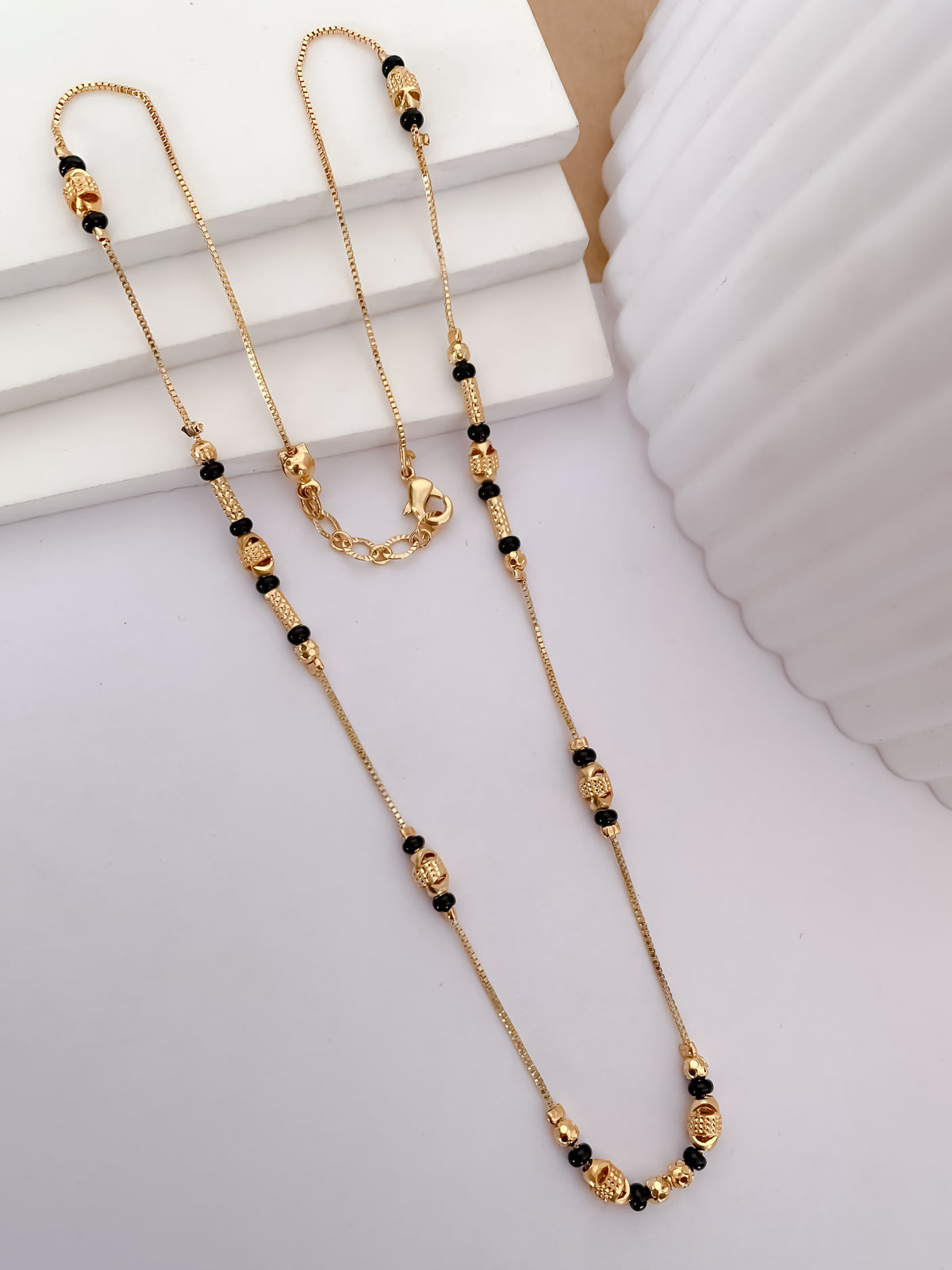 Buy 1 Get 1 Free - Textured Bead Curve Daily Wear Mangalsutra - Mangalsutra - Belleza Jewels