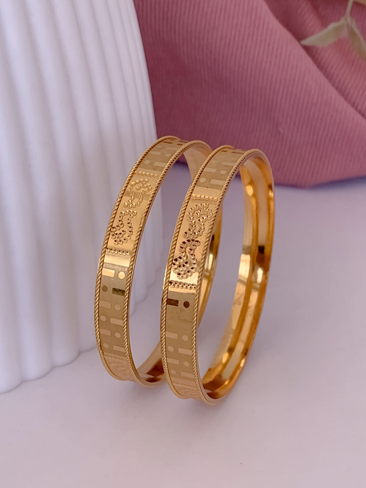 Padmavati Bangles (Set of 2) – Gold-Plated Traditional Design | Buy 1 Get 1 FREE - Bangles - Belleza Jewels