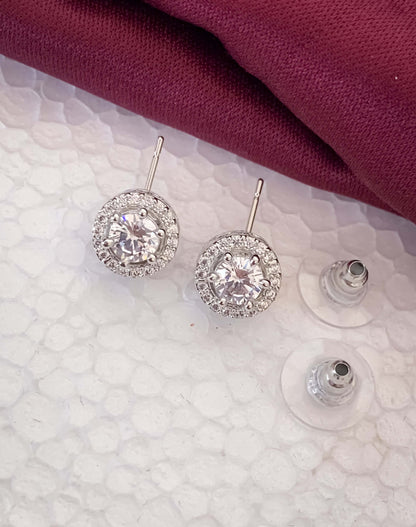 Buy 1 Get 1 Free American Diamond Silver Fancy Earrings - Earrings - Belleza Jewels