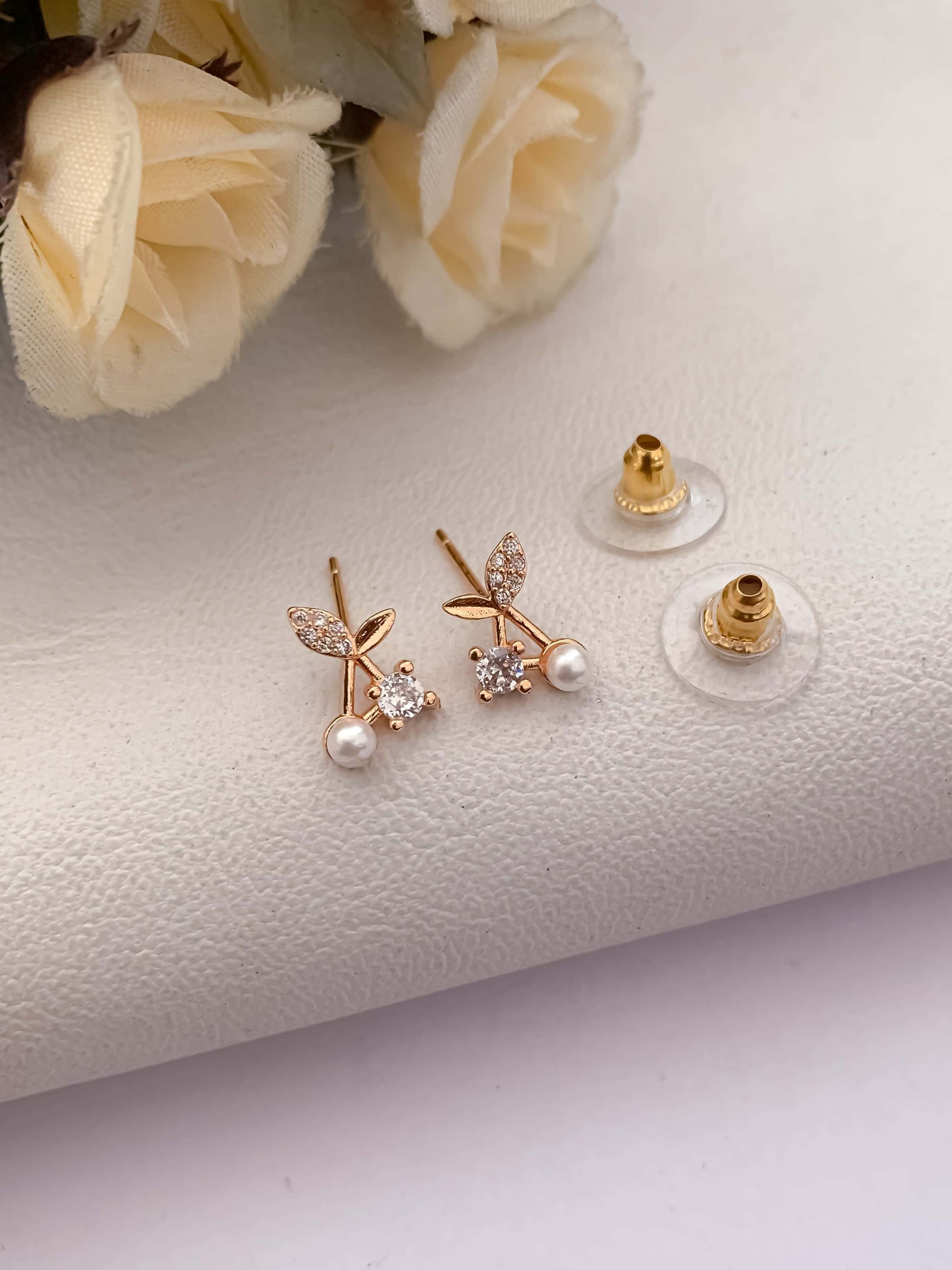 BUY 1 GET 1 FREE -American Diamond Rose Gold Delicate Fancy Earrings - Earrings - Belleza Jewels