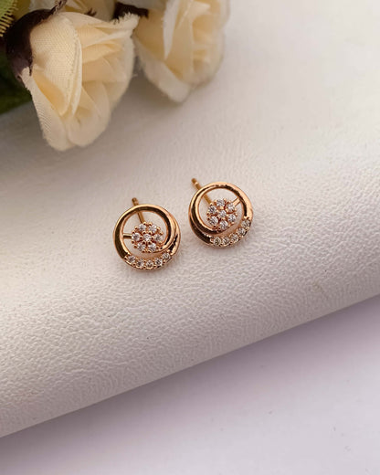 BUY 1 GET 1 FREE -American Diamond Rose Gold Delicate Fancy Earrings - Earrings - Belleza Jewels