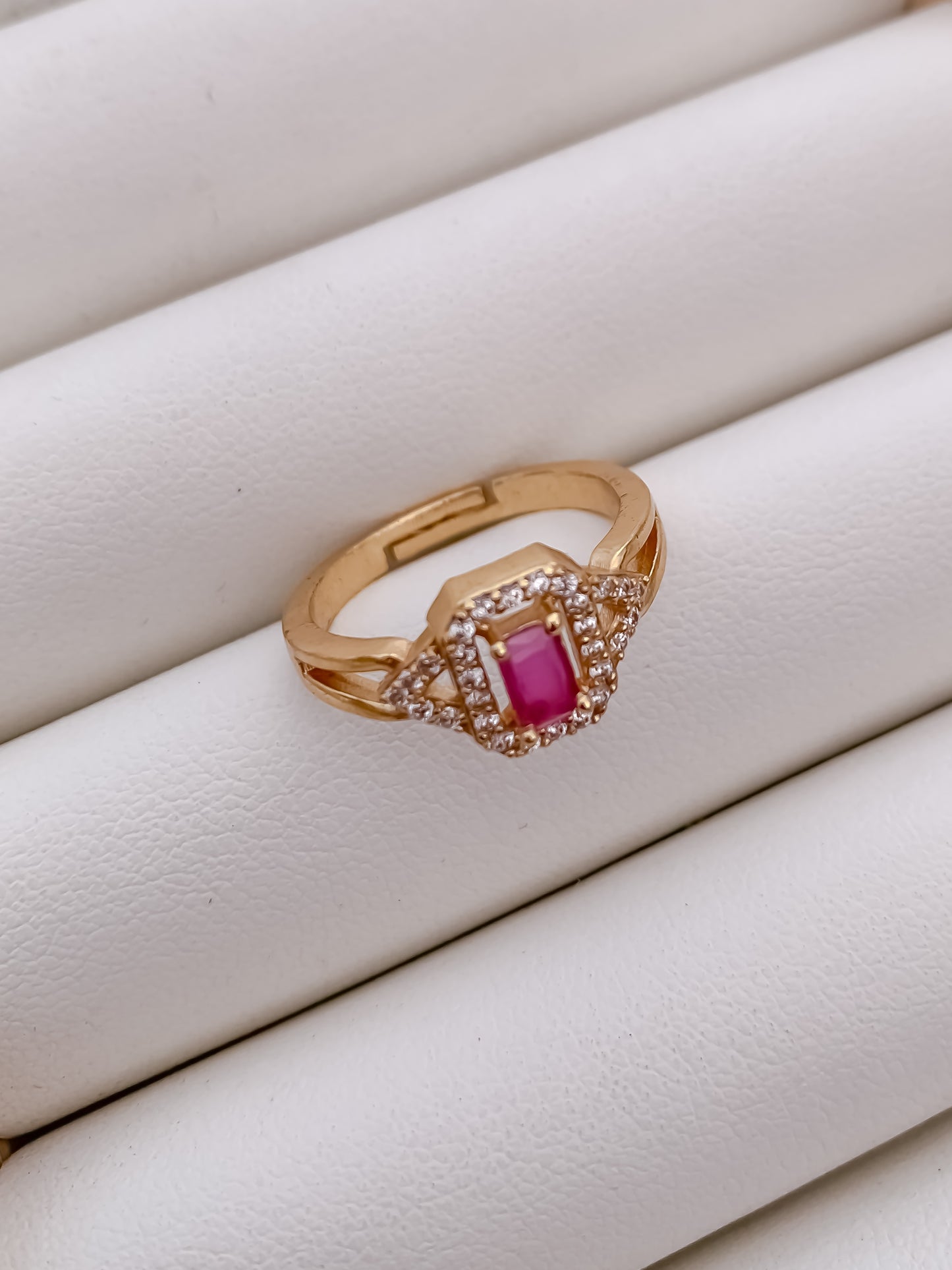 Elegant Adjustable Gold-Plated CZ Diamond Ring