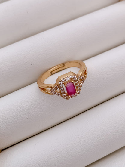 Elegant Adjustable Gold-Plated CZ Diamond Ring