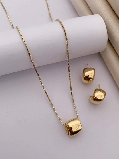 Buy 1 Get 2 Free - Fancy High Gold Delicate Steel Pendant Set - Pendant Set - Belleza Jewels