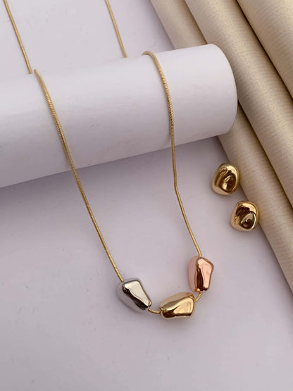 Buy 1 Get 2 Free - Fancy High Gold Plated Steel Pendant Set - Pendant Set - Belleza Jewels