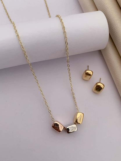 Buy 1 Get 2 Free - Fancy High Gold Plated Delicated Steel Pendant Set - Pendant Set - Belleza Jewels
