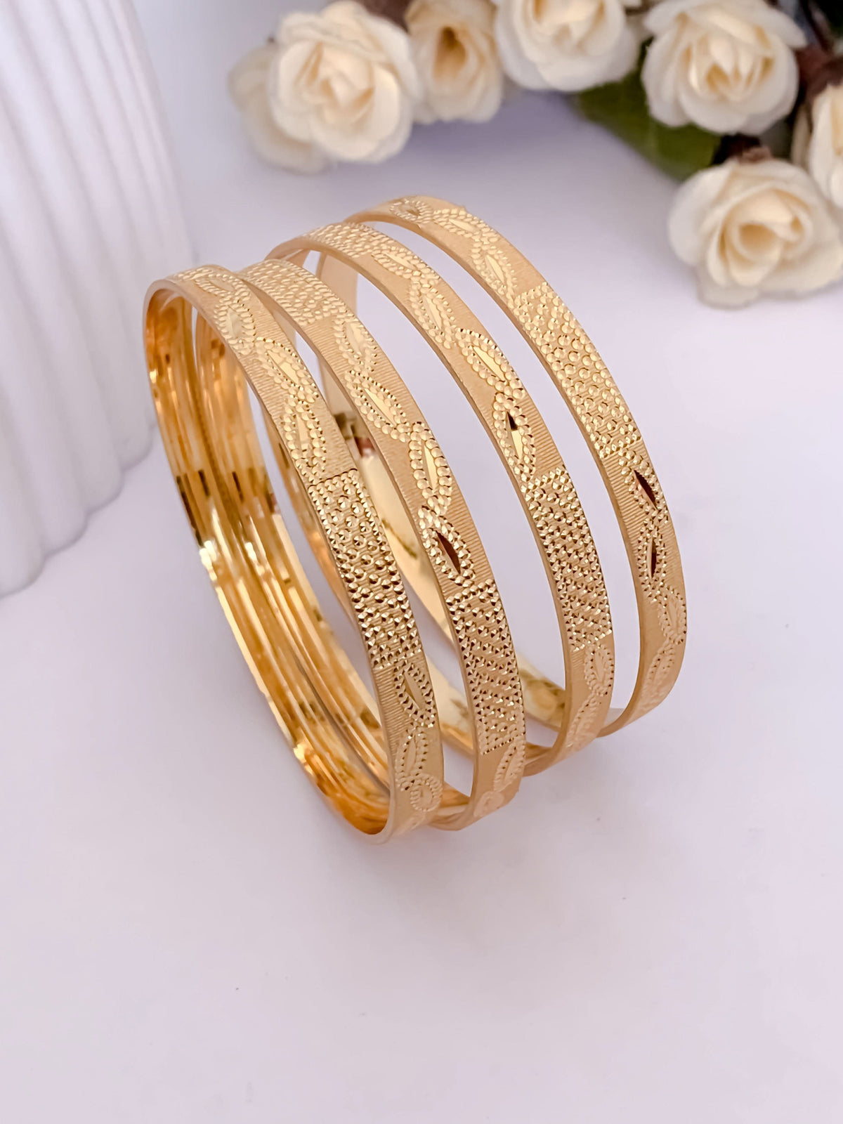 Buy 1 Get 1 Free - Vidhi Bangles ( set of 4 ) - Bangles - Belleza Jewels