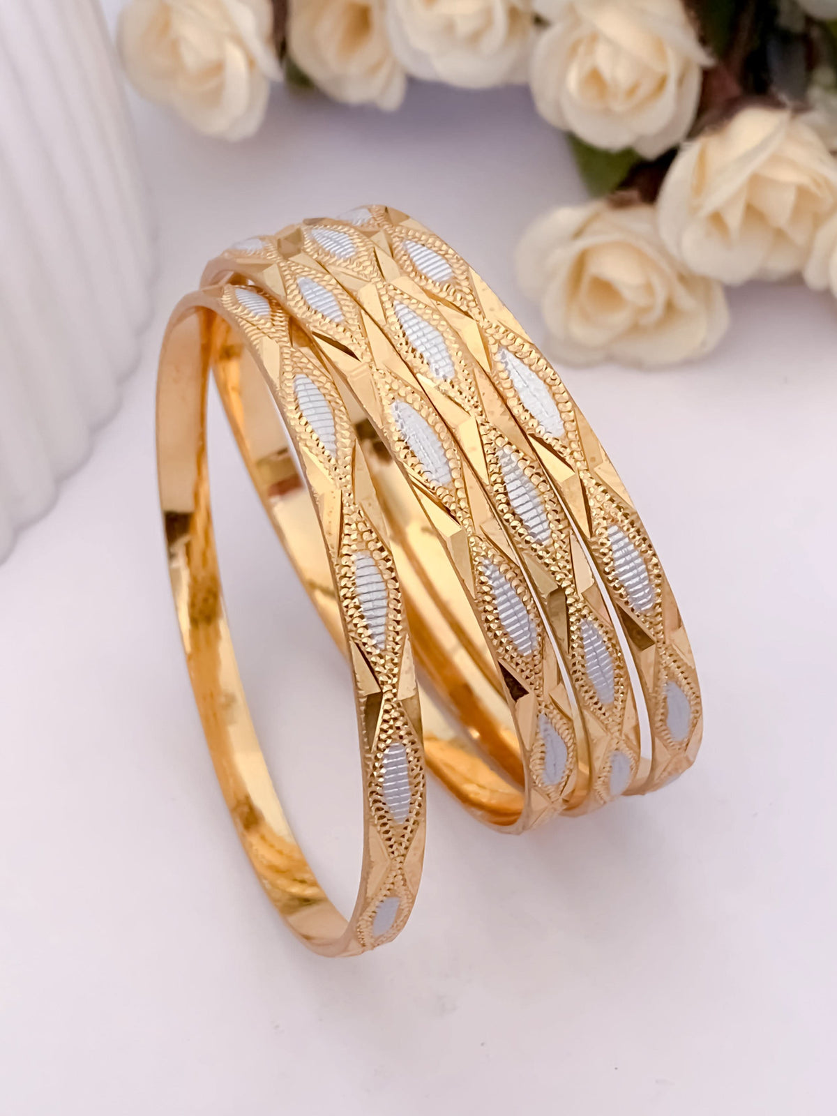 Buy 1 Get 1 Free -Pooja Bangles ( set of 4 ) - Bangles - Belleza Jewels