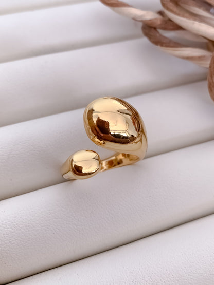 Minimalist Dual Dome Gold Adjustable Ring