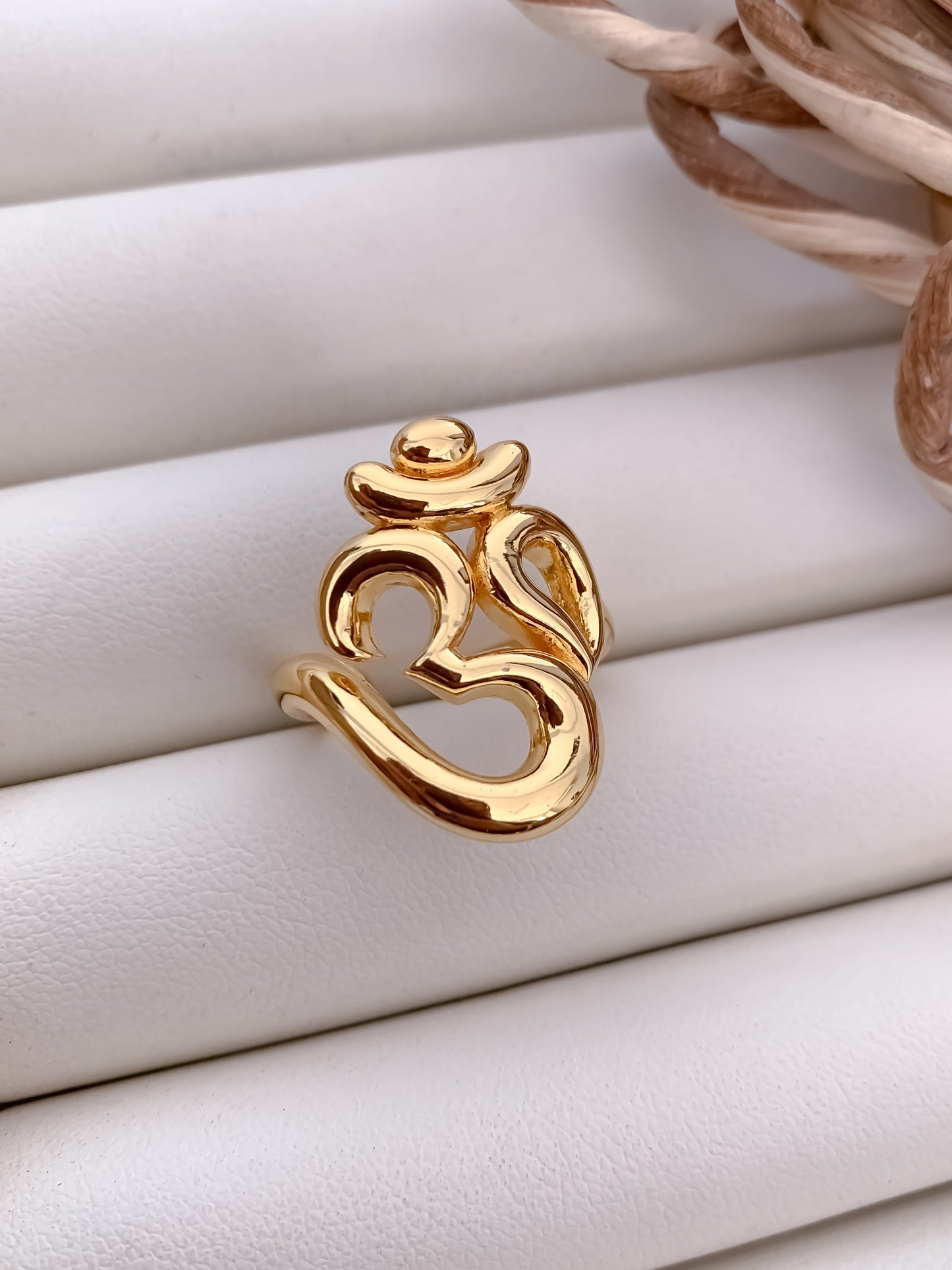 Gold Om (ॐ) Adjustable Spiritual Ring