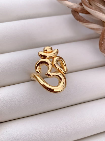Gold Om (ॐ) Adjustable Spiritual Ring