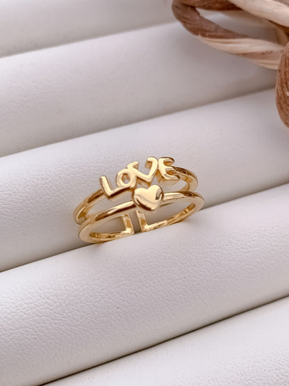 Love Heart Adjustable Gold Ring