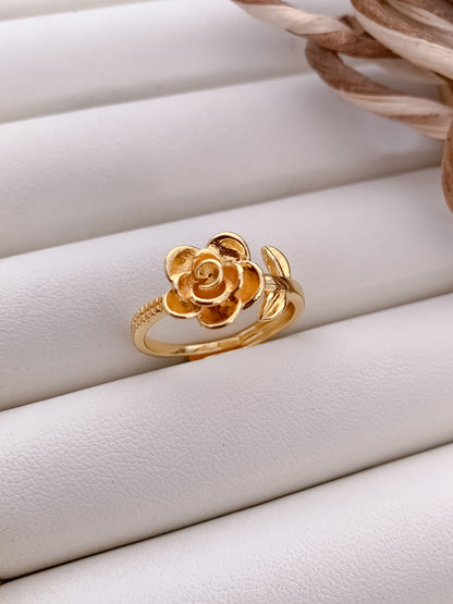 Gold Rose Flower Adjustable Ring