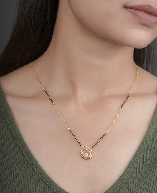 BUY 1 GET 1 FREE -Fancy American Diamond Gold Plated Mangalsutra - Mangalsutra - Belleza Jewels