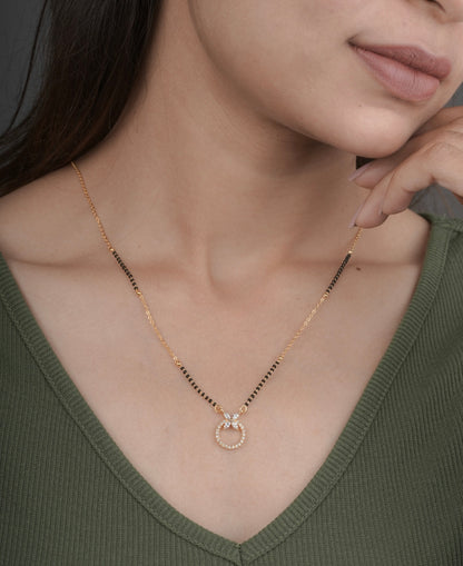 BUY 1 GET 1 FREE - American Diamond Round Shape Gold Fancy Mangalsutra - Mangalsutra - Belleza Jewels