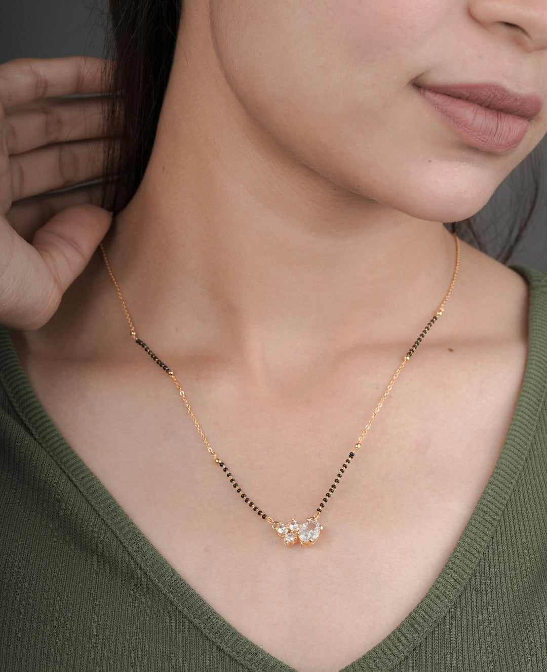 BUY 1 GET 1 FREE - American Diamond Gold Plated Fancy Chain Mangalsutra - Mangalsutra - Belleza Jewels