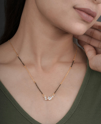 BUY 1 GET 1 FREE - American Diamond Gold Plated Fancy Delicate Mangalsutra - Mangalsutra - Belleza Jewels