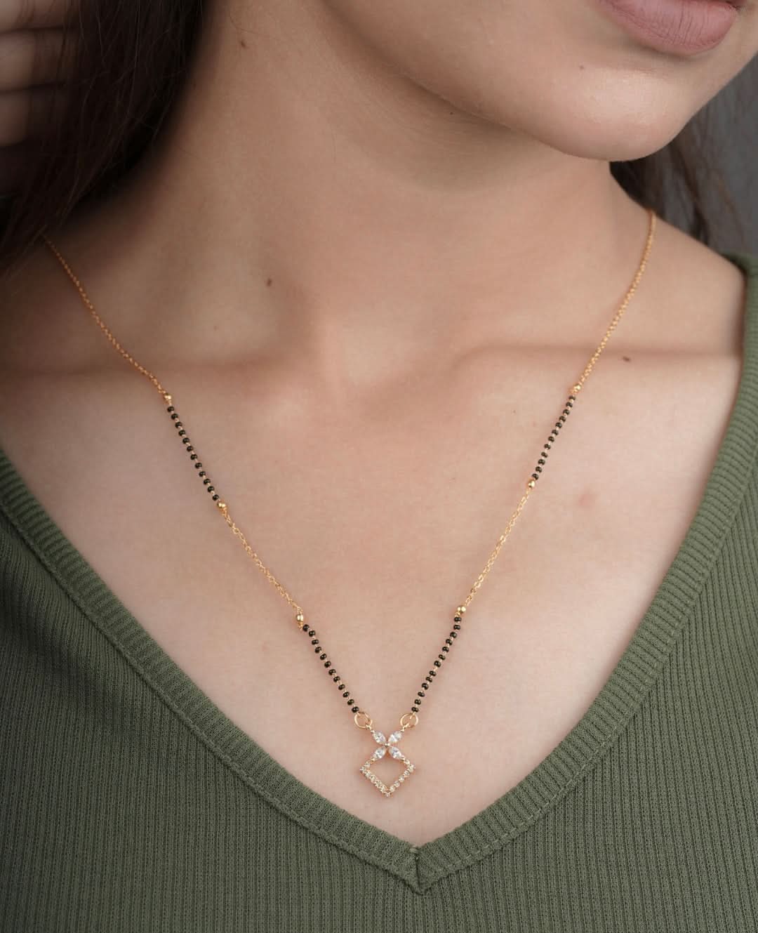 BUY 1 GET 1 FREE - American Diamond Fancy Gold Plated Delicate Mangalsutra - Mangalsutra - Belleza Jewels