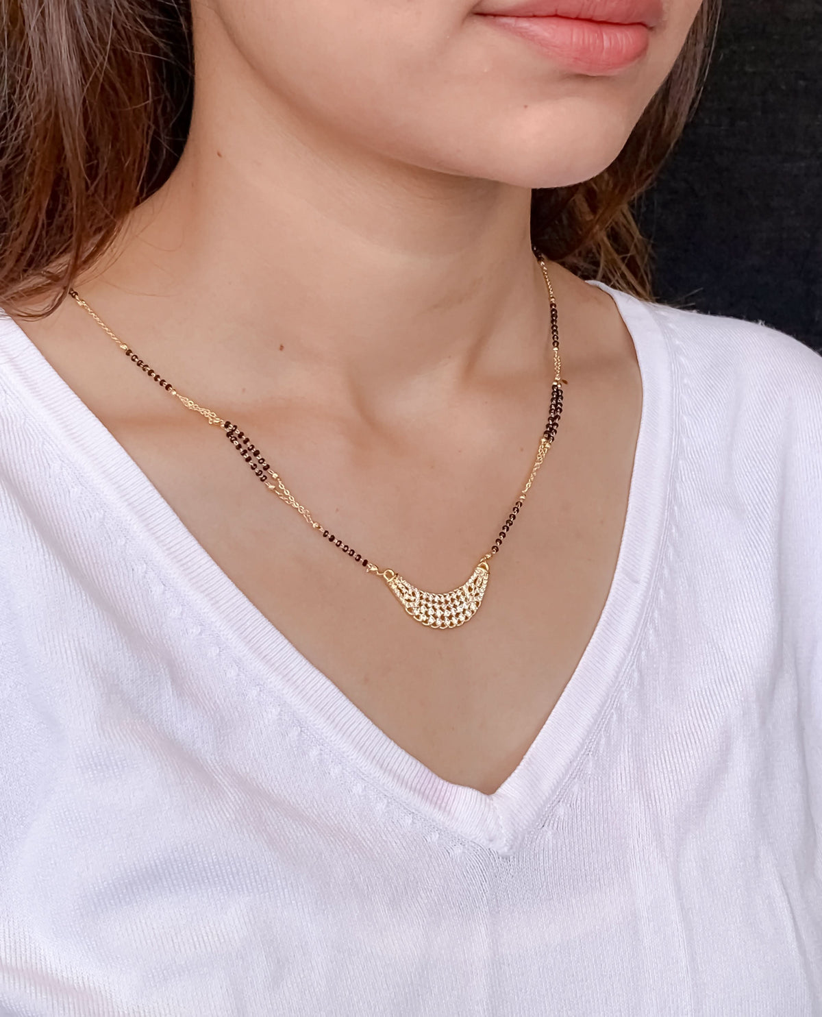 Buy 1 Get 1 Free - American Diamond Gold Plated Fancy Delicate Mangalsutra - Mangalsutra - Belleza Jewels