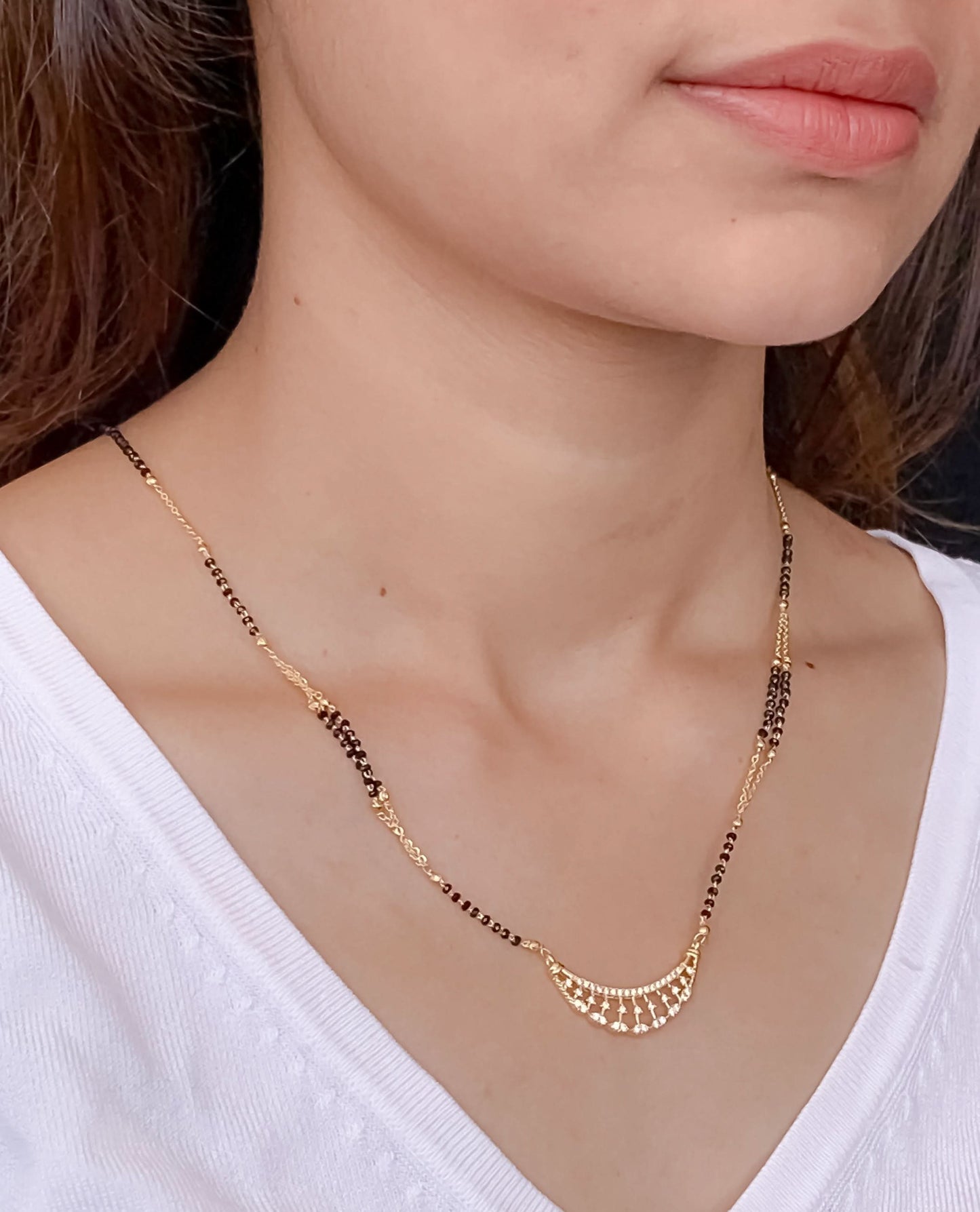 Buy 1 Get 1 Free - American Diamond Gold Plated Delicate Mangalsutra