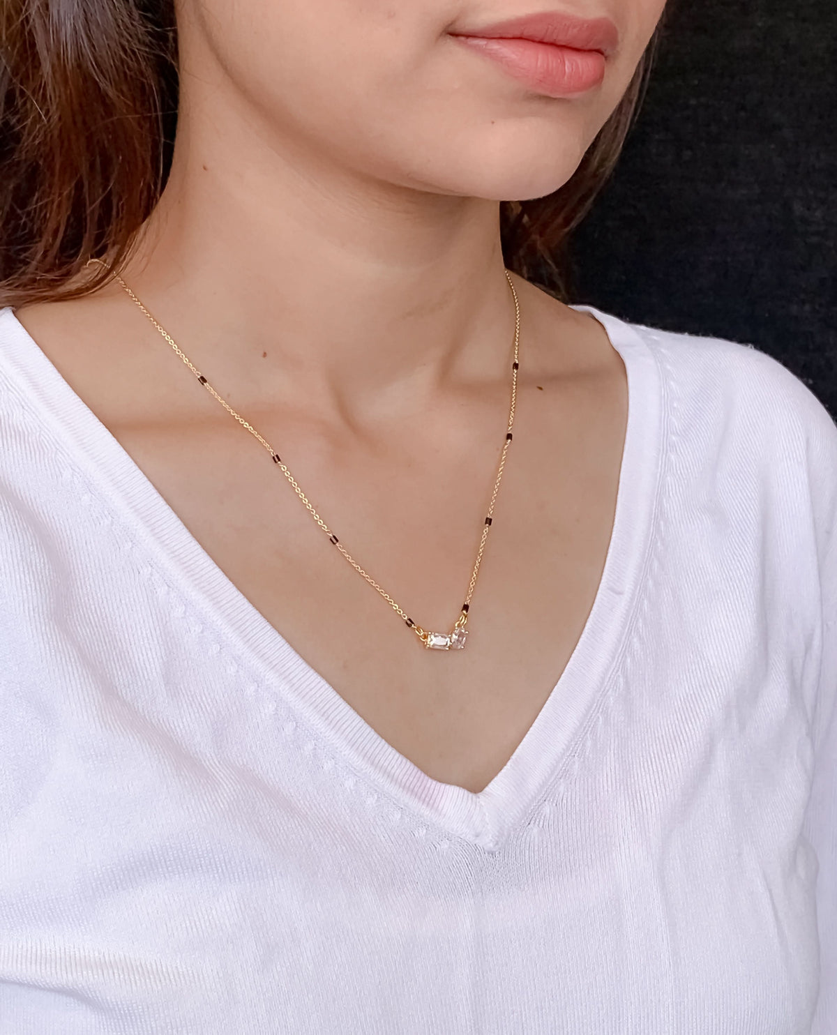 Buy 1 Get 1 Free - American Diamond Gold Plated Delicate Mangalsutra - Mangalsutra - Belleza Jewels