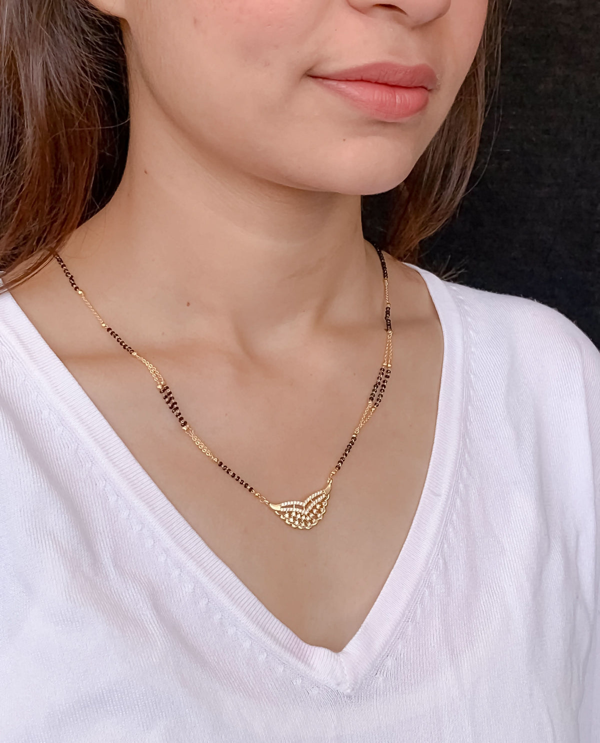 Buy 1 Get 1 Free - Crystal Leaf Minimal Mangalsutra - Mangalsutra - Belleza Jewels