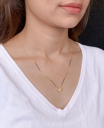 Buy 1 Get 1 Free - American Diamond Gold Plated Square Shape Mangalsutra