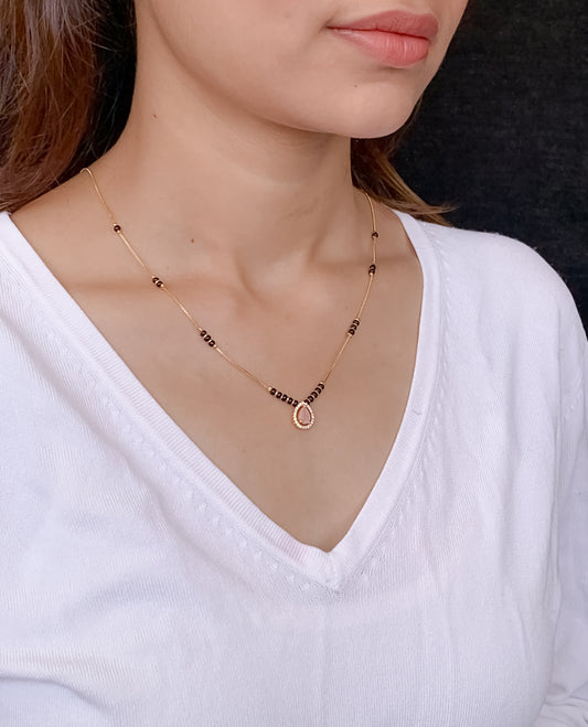 Buy 1 Get 1 Free - American Diamond Pink Stone Fancy Delicate Mangalsutra