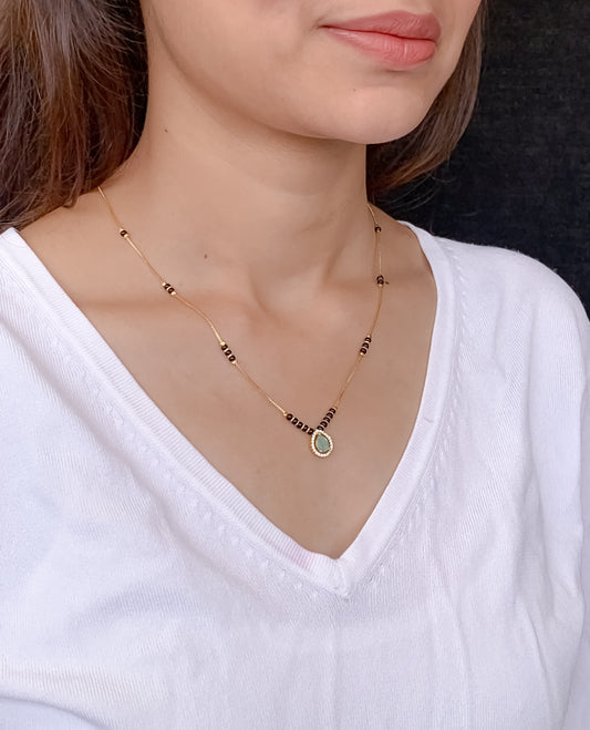 Buy 1 Get 1 Free - American Diamond Gold Mint Color Fancy Delicate Mangalsutra