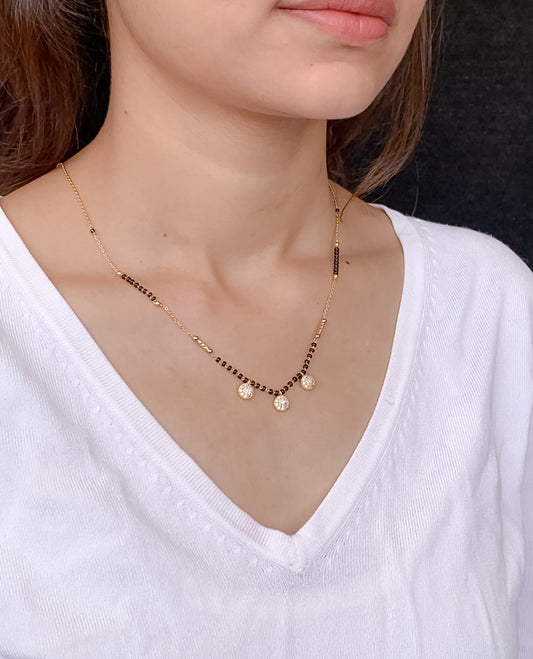 Buy 1 Get 1 Free - American Diamond Gold Delicate Fancy Chain Mangalsutra