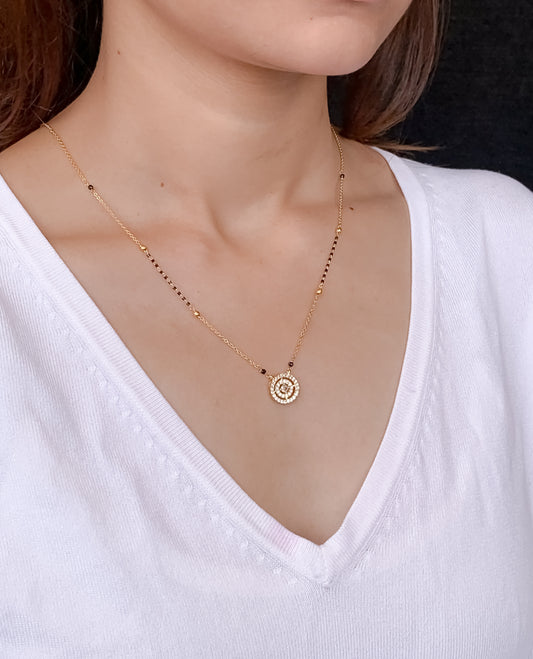 Buy 1 Get 1 Free - American Diamond Fancy Round Shape Delicate Mangalsutra