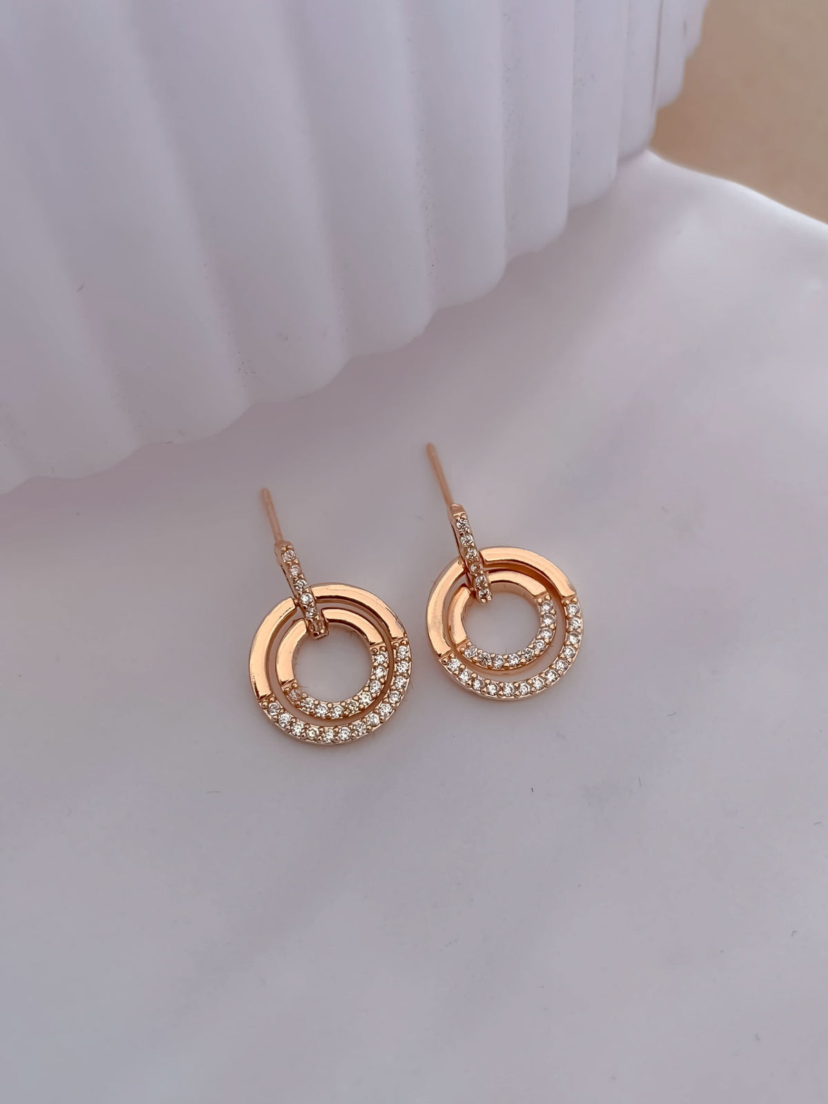 American Diamond Rose Gold Delicate Bali Earrings