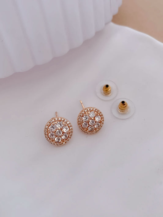 BUY 1 GET 1 FREE -Fancy Rose Gold Plated Round Shape Bali Earrings