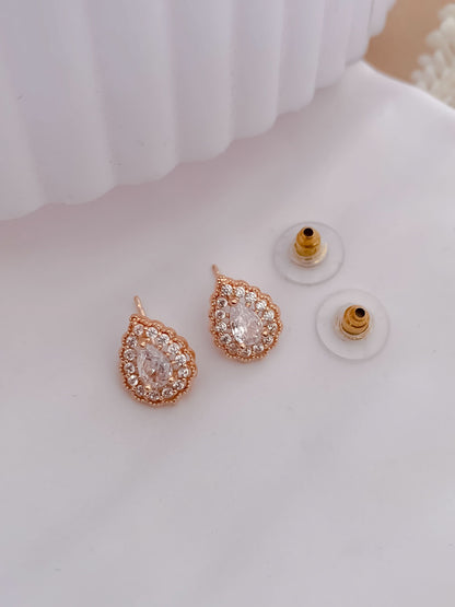 BUY 1 GET 1 FREE -American Diamond Rose Gold Plated Fancy Delicate Earrings