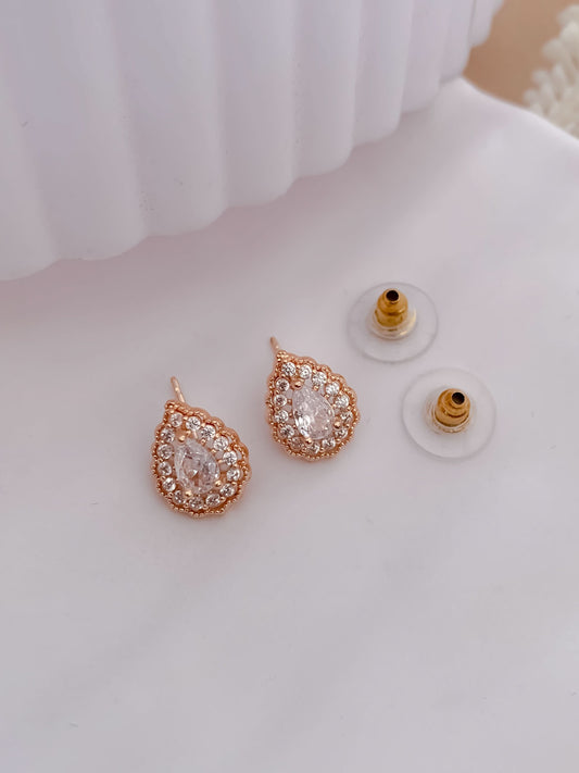 BUY 1 GET 1 FREE -American Diamond Rose Gold Plated Fancy Delicate Earrings