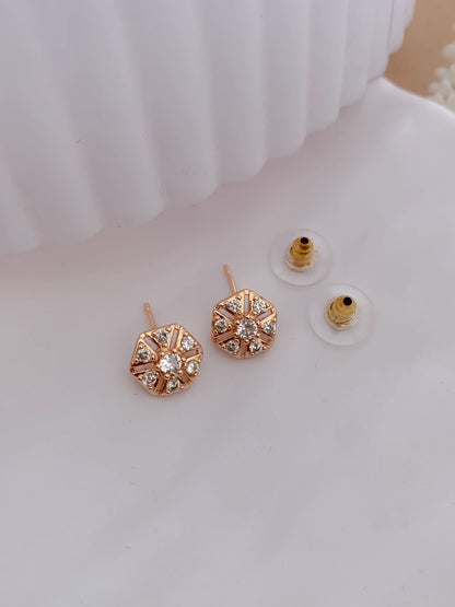 BUY 1 GET 1 FREE -American Diamond Rose Gold Fancy Delicate Bali Earrings