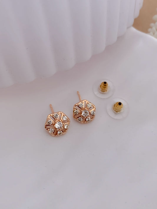 BUY 1 GET 1 FREE -American Diamond Rose Gold Fancy Delicate Bali Earrings