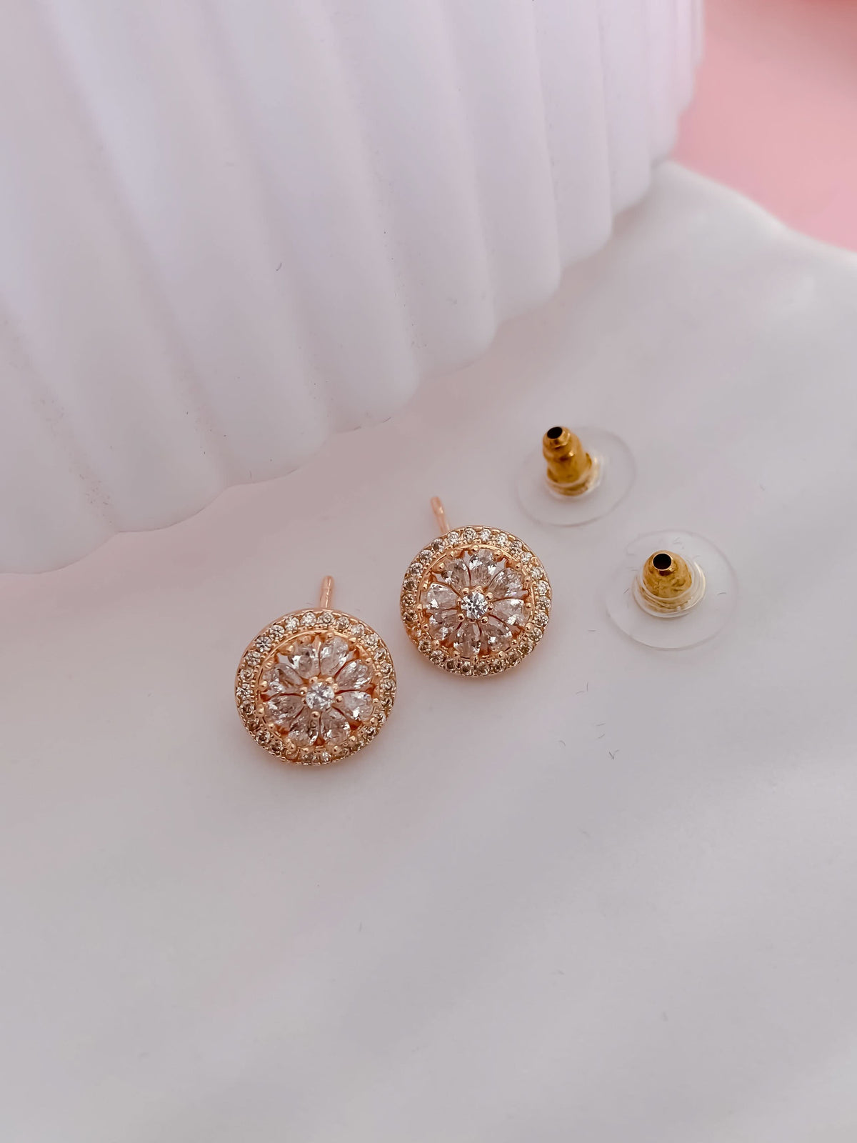 Buy 1 Get 1 Free -American Diamond Rose Gold  Fancy Earrings - Earrings - Belleza Jewels