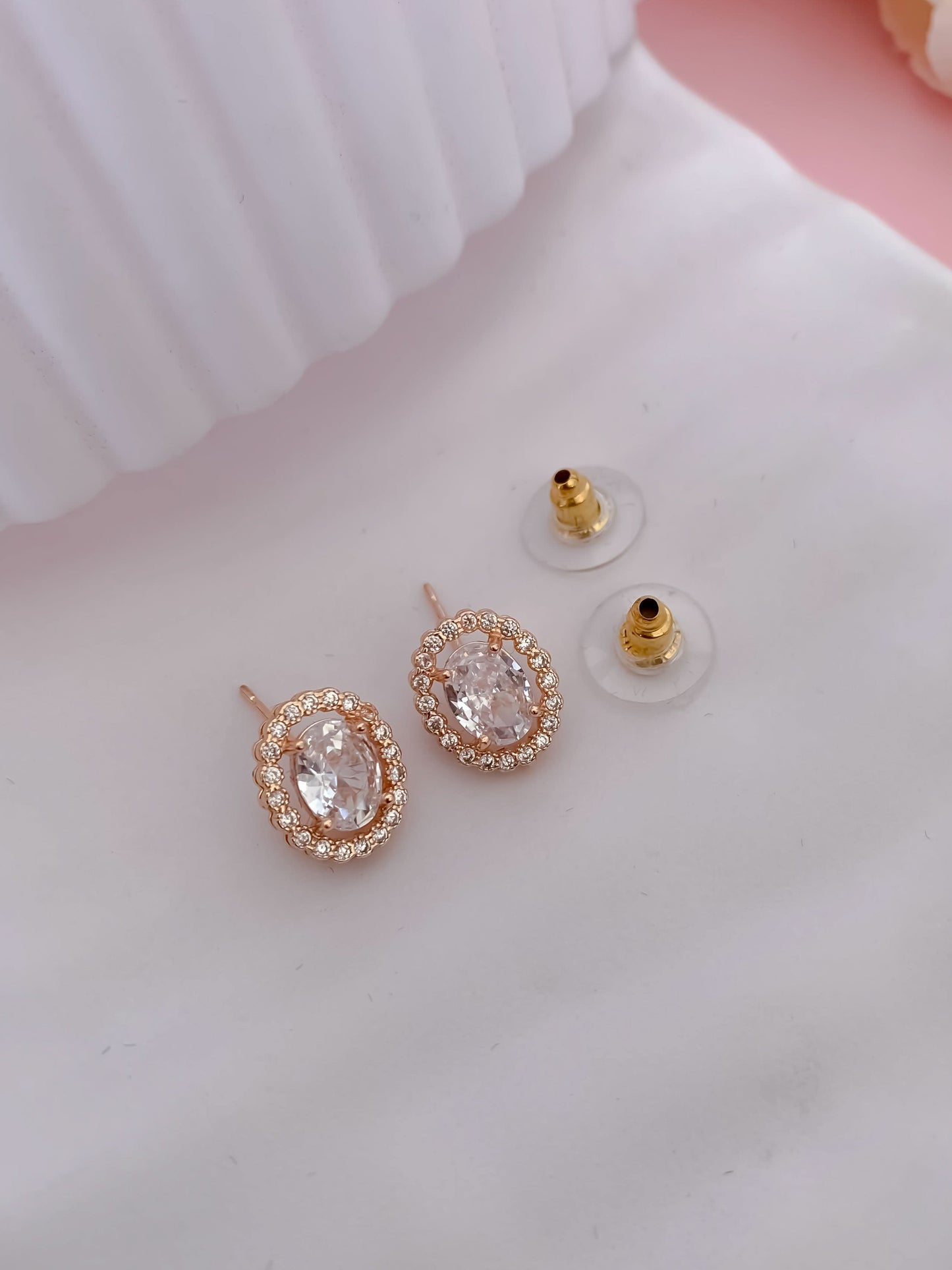 BUY 1 GET 1 FREE -American Diamond Rose Gold Plated  Fancy Delicate Earrings