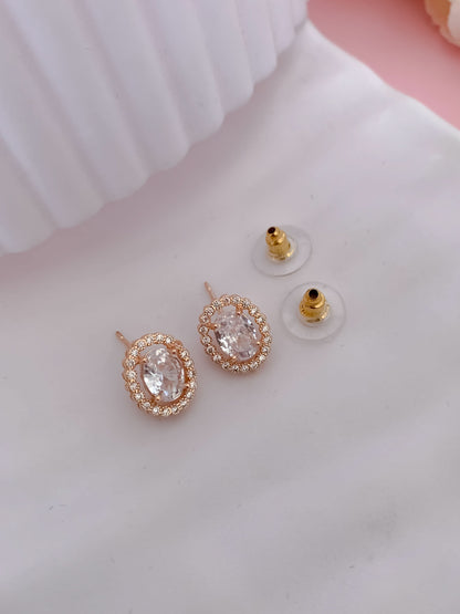 BUY 1 GET 1 FREE -American Diamond Rose Gold Plated  Fancy Delicate Earrings