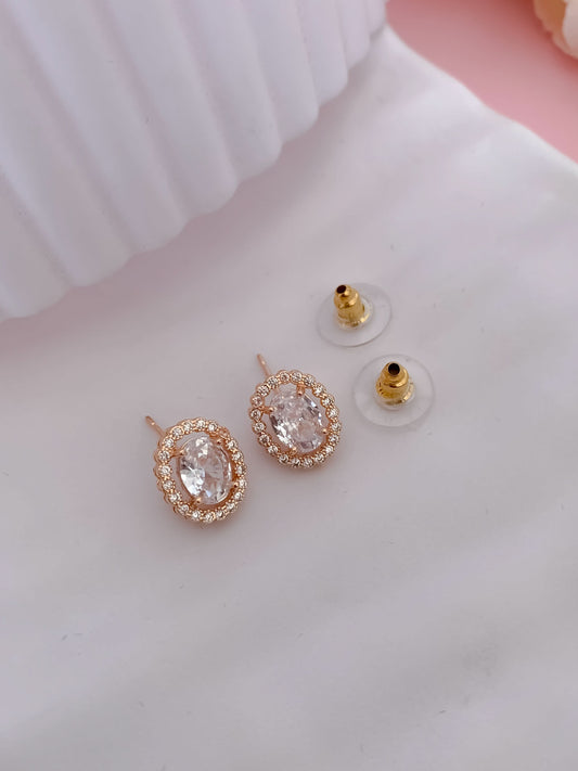 BUY 1 GET 1 FREE -American Diamond Rose Gold Plated  Fancy Delicate Earrings
