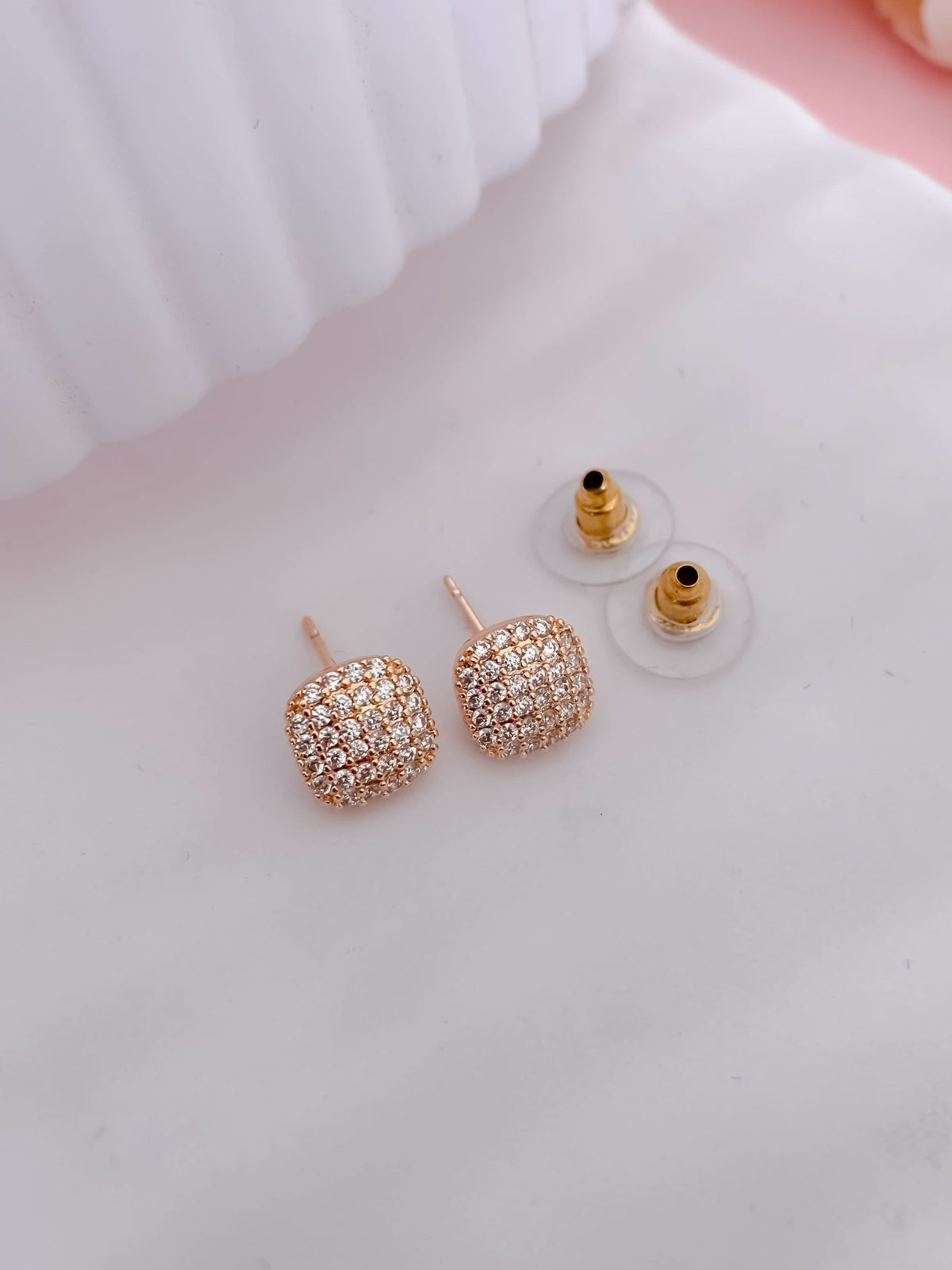 Buy 1 Get 1 Free -American Diamond Rose Gold Plated Fancy Earrings - Earrings - Belleza Jewels